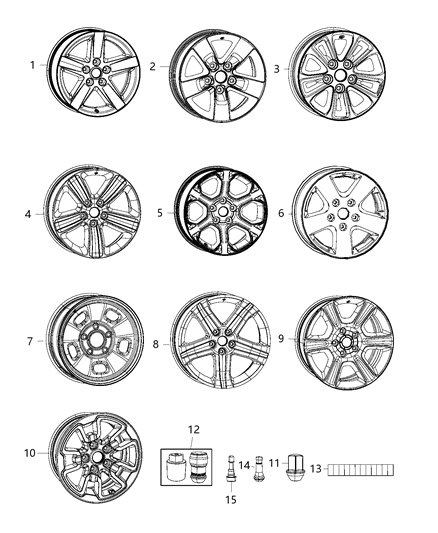 2018 Ram 1500 Aluminum Wheel Diagram for 6MR60AAAAA