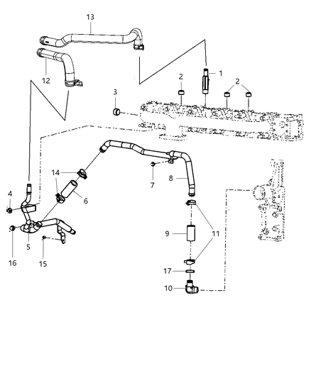 2009 Dodge Ram 2500 Tube Kit-Heater Core Diagram for 5179052AA