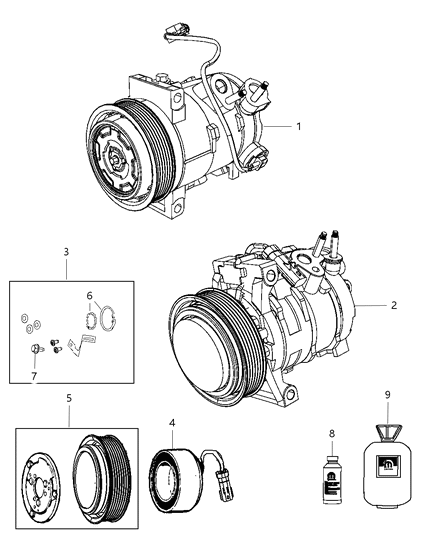 2014 Jeep Compass PULLEY-A/C Compressor Diagram for 68068756AA