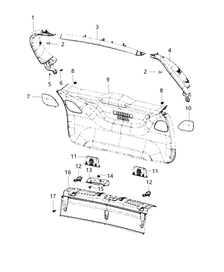 2021 Jeep Compass Liftgate Trim Panels And Scuff Plate Diagram