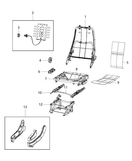 2021 Ram ProMaster 1500 Adjusters, Recliners, Shields And Risers - Passenger Seat Diagram 1