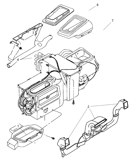 1999 Jeep Wrangler Ducts, Heater & A/C Diagram