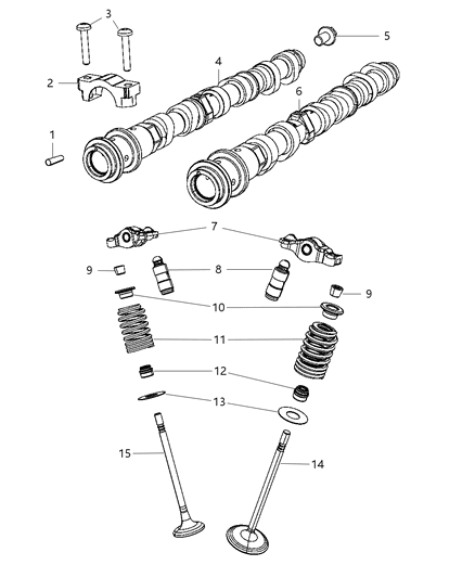 2017 Jeep Wrangler Engine Exhaust Camshaft Diagram for 68169842AB