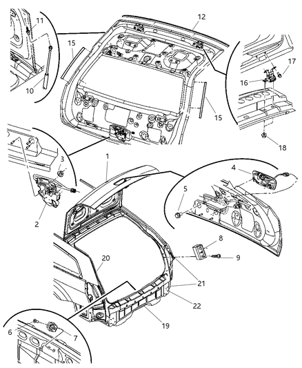 2005 Dodge Magnum Decklid, Liftgate Panel Diagram