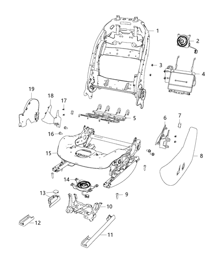2020 Jeep Cherokee Adjusters, Recliners, Shields And Risers - Driver Seat Diagram 2