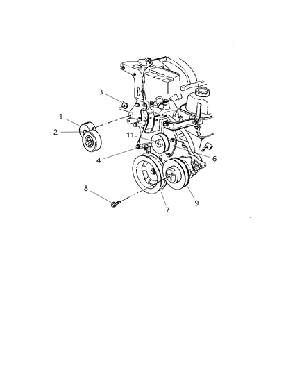 2001 Chrysler Town & Country Pulley & Related Parts Diagram 2