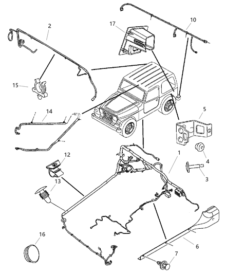 2006 Jeep Wrangler GROMMET-Sliding Door Diagram for 6036521AA