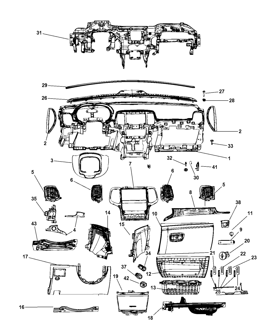 2017 Jeep Grand Cherokee Instrument Panel Of Interior Trim
