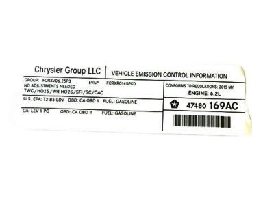 Mopar 47480169AC Label-Vehicle Emission Control In