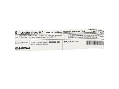 Mopar 52014669AA Label-VECI Label