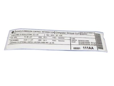 Mopar 68081111AA Label-VECI Label