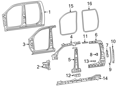 Panel-Body Side Aperture Inner Diagram for 68298384AG