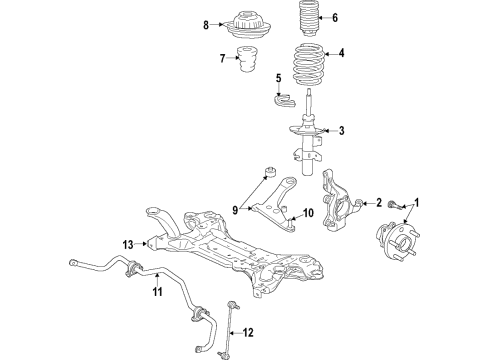 2022 Jeep Renegade Front Suspension Components, Lower Control Arm, Stabilizer Bar Diagram 1