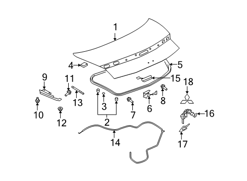 Lock Cylinder-Trunk Lid Lock Diagram for 6370B034