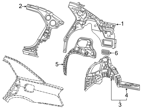 2022 Chrysler 300 Inner Structure - Quarter Panel Diagram
