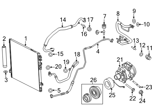 2021 Dodge Charger A/C Condenser, Compressor & Lines Diagram 1