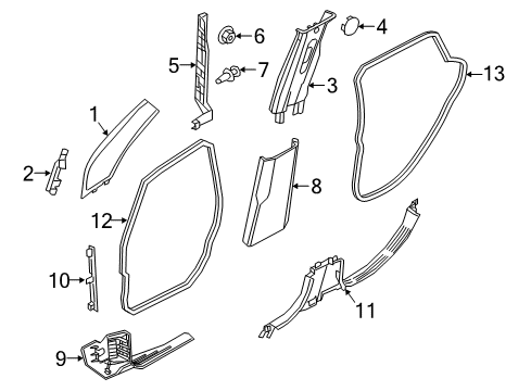 2022 Jeep Renegade Interior Trim - Pillars Diagram