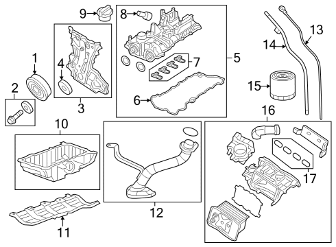2023 Jeep Grand Cherokee Engine Parts, Mounts, Cylinder Head & Valves, Camshaft & Timing, Variable Valve Timing, Oil Cooler, Oil Pan, Oil Pump, Balance Shafts, Crankshaft & Bearings, Pistons, Rings & Bearings Diagram 1