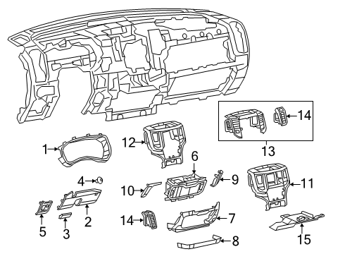 2023 Ram 1500 Cluster & Switches, Instrument Panel Diagram 1