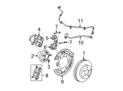 Hub-Brake Diagram for 4880209AB