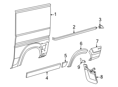 2022 Ram ProMaster 2500 Side Panel & Components, Exterior Trim Diagram 1