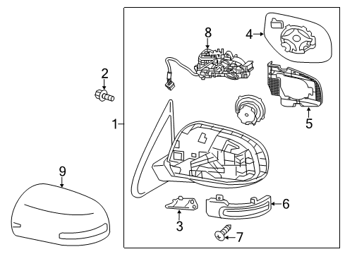 Mirror-Outside Rearview Diagram for 7632D039