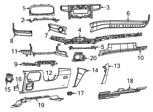 2022 Jeep Grand Wagoneer Cluster & Switches, Instrument Panel Diagram 3