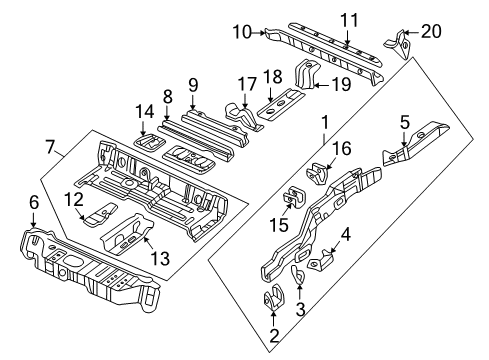 Extension-Rear Floor SIDEMEMBER Diagram for MR485999