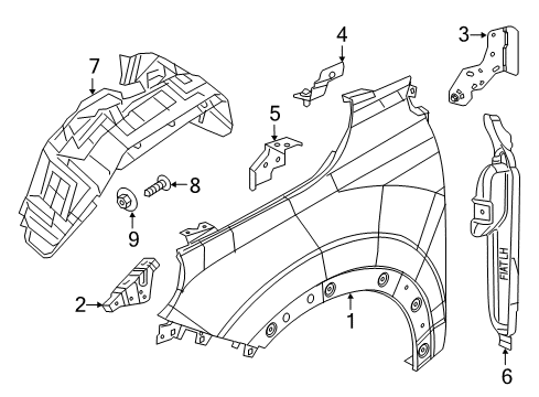 Bracket-Fender Mounting Front Diagram for 68286186AA