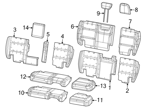 2024 Jeep Wrangler Foam-Seat Back Diagram for 68412465AB