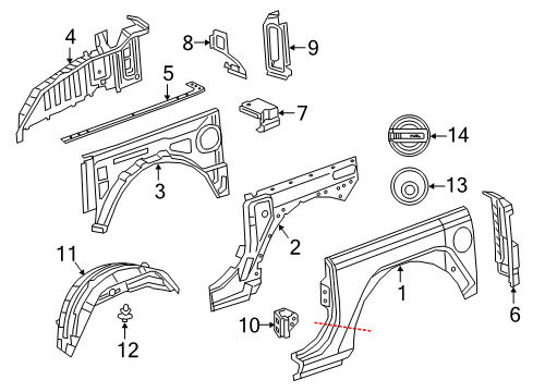 2022 Jeep Wrangler Quarter Panel & Components Diagram 1