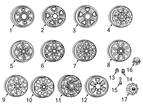 2022 Ram 2500 Wheels, Covers & Trim Diagram