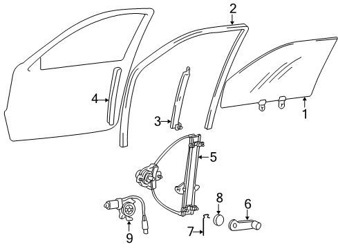 Run-Front Dr-Run-Front Door Window Glass RH Diagram for 8254025201