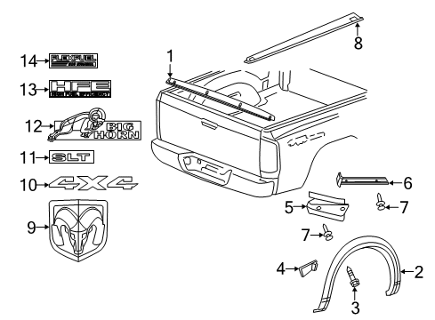 2021 Ram 1500 Classic Exterior Trim - Pick Up Box Diagram 3