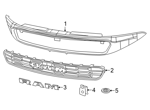 2022 Ram ProMaster City Grille & Components Diagram