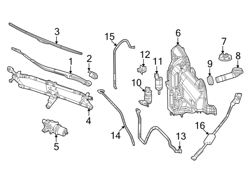 2023 Jeep Grand Cherokee Wiper & Washer Components Diagram 2