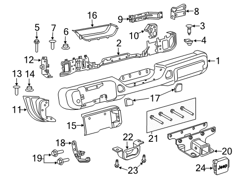 2022 Jeep Wrangler Bumper & Components, Trailer Hitch Components Diagram 3