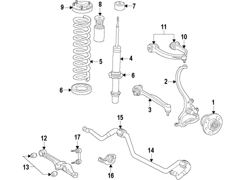 2022 Chrysler 300 Suspension Components, Lower Control Arm, Upper Control Arm, Ride Control, Stabilizer Bar Diagram 1