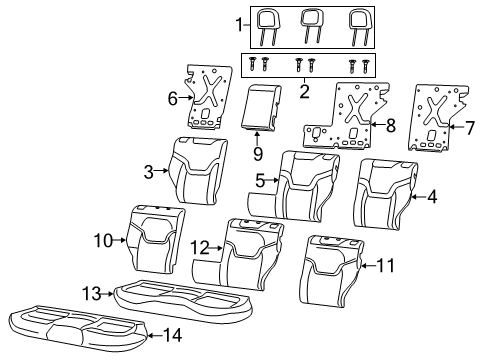 2022 Jeep Renegade Rear Seat Components Diagram 1