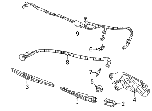 2023 Jeep Grand Cherokee L Wiper & Washer Components Diagram 1