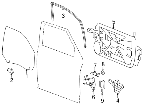 2023 Ram 1500 Classic Glass - Front Door Diagram