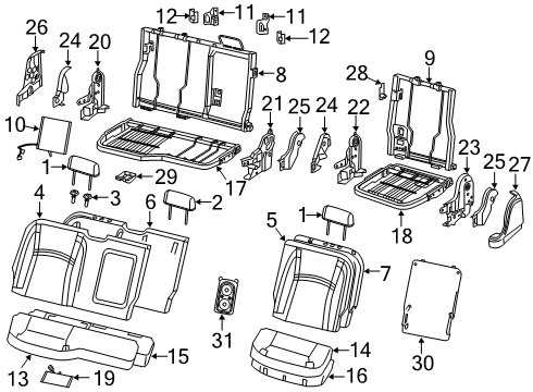 2022 Ram 1500 Rear Seat Components Diagram 5