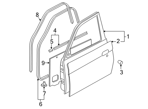 WEATHERSTRIP-Front Door Opening Diagram for MR237998