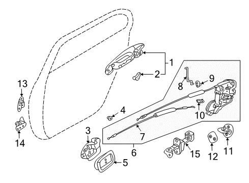 Handle-Rear Door Outside Diagram for MR654378