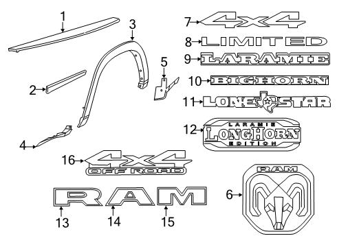 2022 Ram 2500 Exterior Trim - Pick Up Box Diagram 6