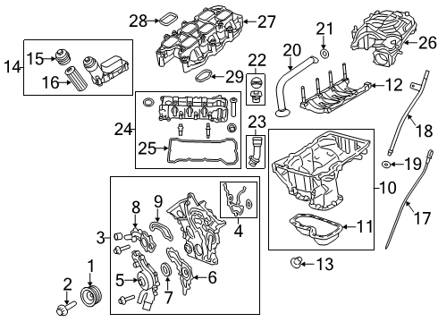 2023 Jeep Gladiator Engine Parts, Mounts, Cylinder Head & Valves, Camshaft & Timing, Variable Valve Timing, Oil Cooler, Oil Pan, Oil Pump, Adapter Housing, Crankshaft & Bearings, Pistons, Rings & Bearings Diagram 2