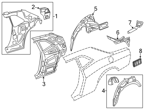 2022 Dodge Challenger Inner Structure - Quarter Panel Diagram