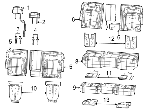2022 Jeep Grand Cherokee Rear Seat Components Diagram 1