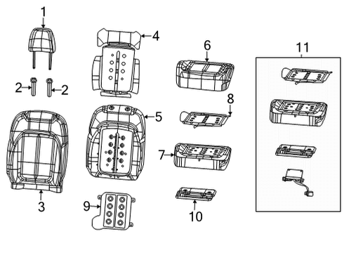 2023 Jeep Grand Cherokee L Front Seat Components Diagram 1