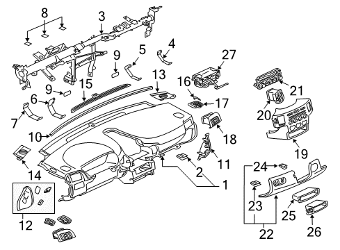 SHIM-Instrument Panel Trim Plate Diagram for MR951295